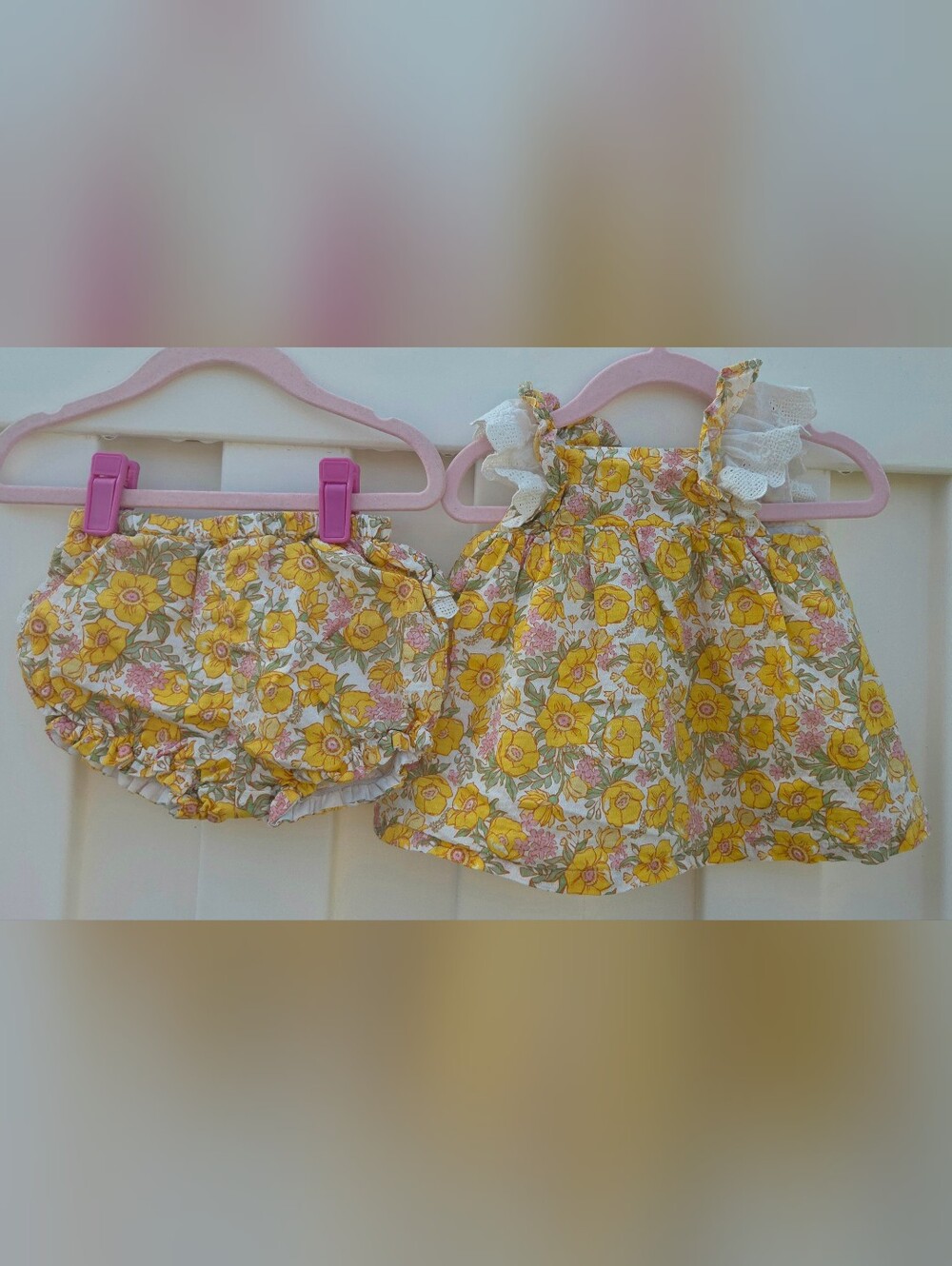 Joie Yellow Floral Ruffle Two-Piece Dress & Bloomers